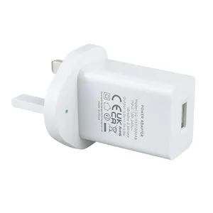 High Quality UKCA Certified UK 3 Pins Plug 5W Wall Charger Adapter 5V 1A USB Charger Plug UK