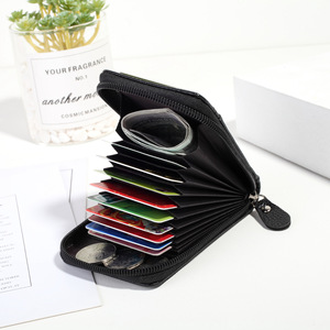 Tarjetero Mini <span class=keywords><strong>de</strong></span> Piel <span class=keywords><strong>de</strong></span> Lichi con Bloqueo RFID para <span class=keywords><strong>Mujer</strong></span>, con 11 Ranuras y Bolsillo para Monedas, para Viajes y Uso Diario - Product Image 1