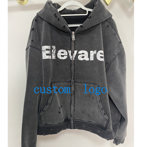 Custom Logo 100% Zip up Stone Wash <strong>Hoodies</strong> High Quality Zip up Joggers <strong>Gym</strong> Jacket Vintage Wash Bxoy Crop Men <strong>Hoodies</strong> - Product Image 4
