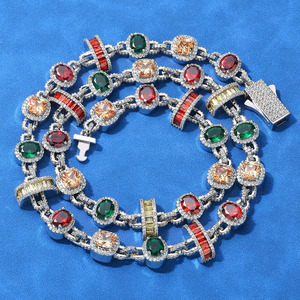 Collar Exclusivo de Moissanita Arcoíris Personalizado, Cadena de Plata 925 Estilo Hip Hop con Incrustaciones de Piedras Multicolor VVS, Pasa el Test de Diamantes - Product Image 3