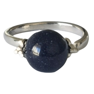 Vente en gros de bagues ouvertes réglables en pierre d'or bleue pour femmes bagues en cristal en forme de boule plaquées argent - Product Image 2