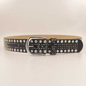 Ceinture en jean personnalisée pour dames, décoration cloutée avec boucle en alliage Ceintures en plastique et PU de haute qualité - Product Image 1