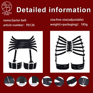 Conjunto de lencería para mujer: Arnés elástico ajustable para el cuerpo, con múltiples correas, estilo jaula, cinturón de ligas, para festivales punk y rave - Product Image 4
