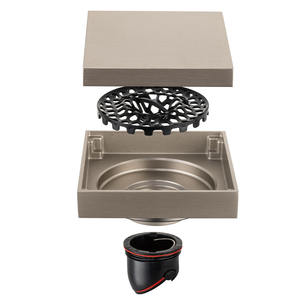 Grilles de drain décoratives chromées pour salle de bain d'hôtel, drain de sol dissimulé en acier inoxydable 304, forme carrée, garantie 5 ans - Product Image 1