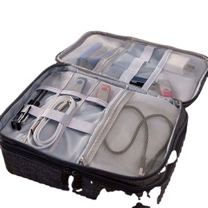 Organisateur d'électronique personnalisé, sac de voyage étanche pour câbles, rangement double couche pour téléphone, chargeur, batterie externe - Product Image 3