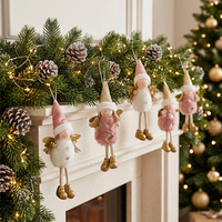 Nouvelle mode 2026 : Ornements de Noël Poupée Ange Rose, Cadeau de Noël pour Filles, Gnome Rose Sans Visage pour Décorations d'Arbre de Noël