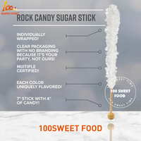 100SWEET FOOD Factory Custom Yellow Rock Candy Sugar Stick Banana Flavored Indiv Wrapped Crystal Candy