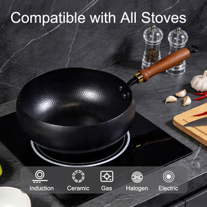 <span class=keywords><strong>Wok</strong></span> en <span class=keywords><strong>acier</strong></span> au <span class=keywords><strong>carbone</strong></span> en gros, forme ventrue, nitrué, antiadhésif, martelé, pour la restauration et la cuisine domestique - Product Image 5