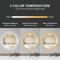 Miroir LED rond rétro-éclairé avec interrupteur tactile mural, miroir intelligent pour salle de bain avec lumière LED, cadre en aluminium, diamètre 90cm