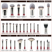 Pinceaux de maquillage professionnels en bois rouge bordeaux, 30 pièces, multi-usages, vegan, luxe, pinceaux d'artiste dorés
