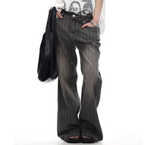 บริการขายส่ง OME กางเกงยีนส์แฟชั่นลำลองผู้ชาย ลายทางแนวตั้ง ทรงหลวม เอวสูง สีซีดจาง - Product Image 6