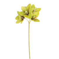 Arrangement floral sur pied de luxe avec 4 têtes d'orchidées Huilan artificielles en PE et fausse verdure pour gîte