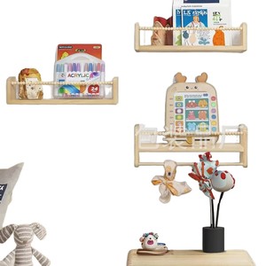 Wooden Children's Beaded <b>Shelf</b> Wall Mounted Picture Book Storage <b>Rack</b> For Bedroom Toy And Clothing Organizer - Product Image 5