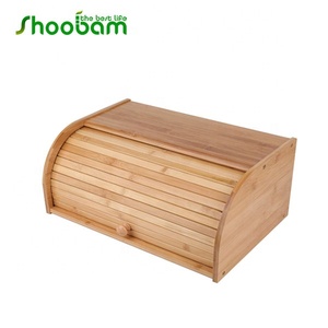 Bamboo <strong>Wood</strong> Rolltop <strong>Bread</strong> Box Snacks Storage <strong>Bin</strong> - Product Image 4