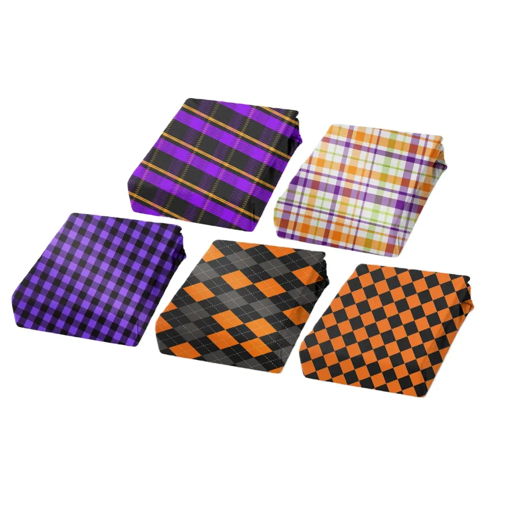 Wholesale Halloween Plaid Series Printed Polyester Cotton Fabric soft for hair bows designs DIY
