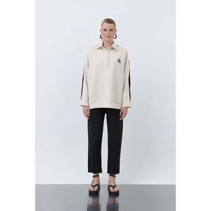 Women's Embroidered Front Parachute Back <b>Shirt</b> -32120GML - BLACK-BEIGE - Product Image 3