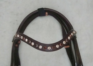 LLT Brida de cuero genuino estilo western para caballo con diadema de cristal multicolor ondulado para proveedores de tamaño Full-Cob - Product Image 3
