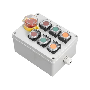 Boîtier d'arrêt d'urgence à 7 voies avec couvercle de protection et six boutons à réinitialisation automatique, station de commande double rangée IP65, boîtier de boutons - Product Image 4