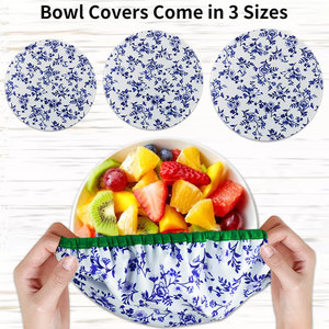 Dish Cover Set 3 Pcs Reusable Cloth Bowl Covers Round Stackable Kitchen Freshness Preservation American Style - Product Image 2