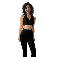 Ensemble de yoga sans couture pour femme avec logo personnalisé, soutien-gorge de sport en dentelle florale et leggings taille haute, vêtements de sport respirants en spandex/nylon 2 pièces