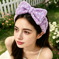 Serre-têtes en gros avec nœuds à sequins, bandeaux en polaire corail multi-styles pour le SPA et les soins de la peau