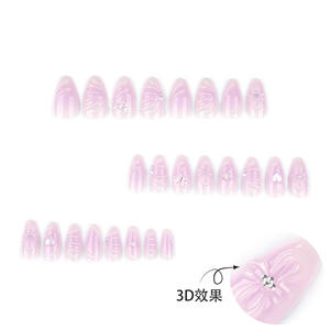 24 <span class=keywords><strong>faux</strong></span> ongles 3D roses et violets en forme de coquillage, personnalisables, pour un usage quotidien, art des ongles à presser - Product Image 3