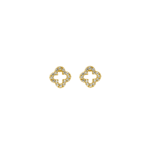 Joyería Fina de Plata Esterlina 925 Aretes de Trébol Chapados en <span class=keywords><strong>Oro</strong></span> a la Moda Piercing Geométrico con Cuentas de Tornillo de Flor de Circonita Brillante - Product Image 5