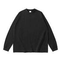 T-shirt en coton épais à col rond et manches longues pour hommes et femmes, personnalisable avec logo, décontracté, basique, respirant, léger et doux, vente en gros