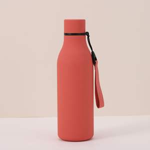 Botella Termo de Acero Inoxidable 304, Moderna, Recta, de Boca Pequeña, con Recubrimiento de Goma, para Deportes al Aire Libre - Product Image 5