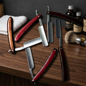 ASAP Professional Eco-Friendly Foldable Straight Shaving Razor Set Simple OEM Time Face Wood Handle Stainless Steel Blade Travel - Product Image 6