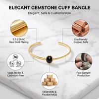 Magnifiques bracelets ajustables en laiton plaqué or 18 carats avec pierres naturelles multicolores, style classique géométrique vintage, agate noire ouverte pour soirée