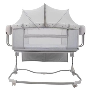 Lit bébé électrique intelligent en métal moderne, pliable, portable, multifonctionnel, avec fonction de raccordement automatique, pour bébés de 0 à 3 mois, idéal pour l'été - Product Image 5