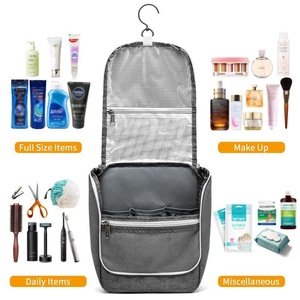 Bolsa Organizadora de Cosméticos de Malla Gris con Cierre de Cremallera, Gancho para Colgar, Asa Suave, Capacidad Media, Estuche de Almacenamiento Multifuncional - Product Image 4