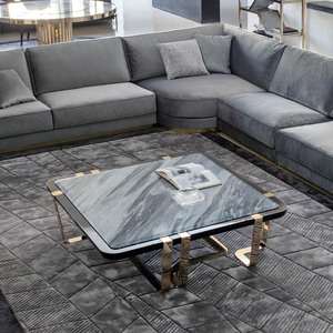 Mesa de Centro Cuadrada de Diseño Moderno Italiano de Lujo con Tapa de Mármol y Estructura de Acero Inoxidable para el Hogar GG-CT-01-CHARISMA RE - Product Image 5
