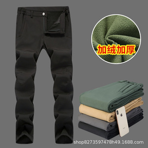Pantalon tactique imperméable doublé polaire Softshell chaud pour activités de plein air, randonnée, alpinisme, ski, unisexe, taille mi-haute - Product Image 4