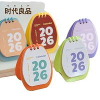 Einfacher Mini-Ei-förmiger Schreibtisch-Kalender mit Notizblock Spiralpapier Monatlicher Druck Tischkalender