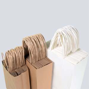 Bolsa de Compra de Papel Kraft Blanca y Marrón KM con Asas Retorcidas y Logotipo Impreso - Product Image 2