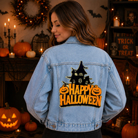 Patchs brodés en chenille thermocollants personnalisés pour Halloween avec des motifs de citrouille, de fantôme, de chauve-souris et de paillettes pour les chapeaux