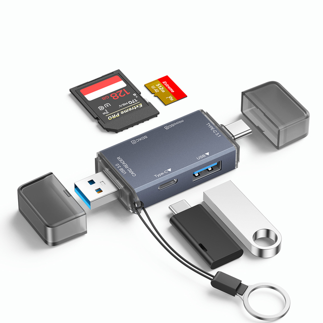 6 in 1 USB 3.0 TF SD OTG Card Reader USB Type C Adapter TF SD Memory Card Reader USB C2.0 Data Writer