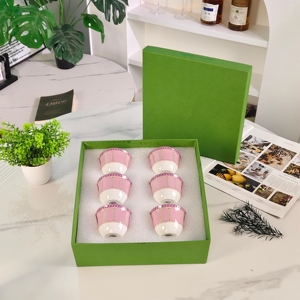 Juego de Tazas de Té de Porcelana China Rosa de Estilo Europeo, 6 Piezas, Apto para Lavavajillas, Caja de Regalo Incluida - Product Image 5