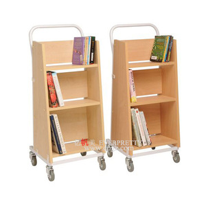 Trường học bằng gỗ thư viện và lưu trữ tập tin im lặng di chuyển cuốn sách giỏ hàng xe đẩy với 4 bánh xe - Product Image 6