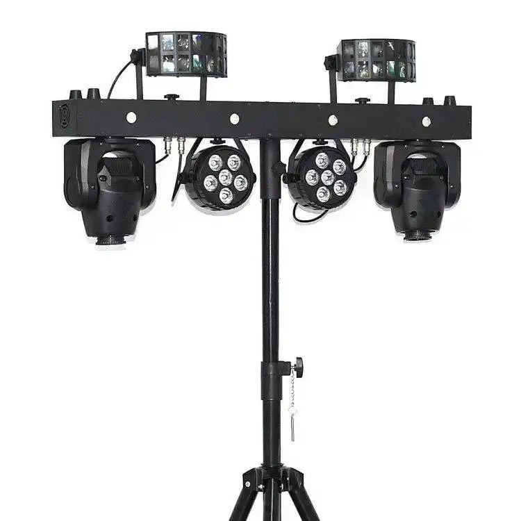 Casamento portátil LED par luz movendo a cabeça feixe 4 em 1 disco dj festa palco luz com T bar stand