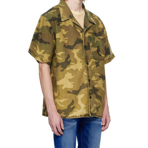 Europe élégant coton toile imprimé graphique surchemises hommes motif <span class=keywords><strong>camouflage</strong></span> lavé à l'acide Streetwear chemises d'été - Product Image 2