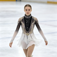 Costume de patinage artistique à dégradé noir et blanc avec strass, col haut, manches longues, pour enfants et adultes, compétition, performance