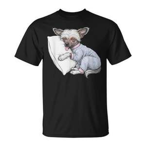 Camiseta para niñas con estampado de perro chino con cresta dormilóna - Product Image 1
