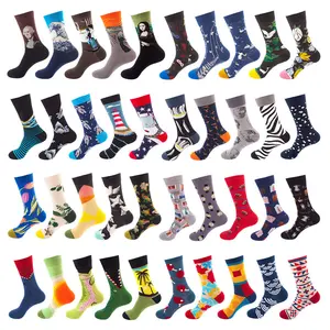 Pattern Colorful Dress Happy Cotton Socks Wholesale Assorted Fashion Custom Logo Funky Bakery Novelty Design Unisex for Men