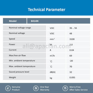For 8418N 80x80x25mm 48VDC 2W 0.04A 3100RPM 69m3/h Ball Bearing Drive Module Lithium Battery Axial Cooling <b>Fan</b> OEM - Product Image 3