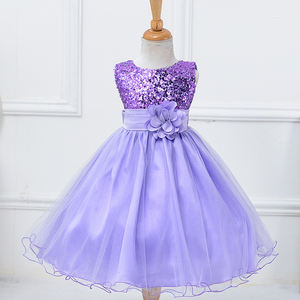 Vestido de tul con lentejuelas sin mangas para niñas, con cinturón de flores, vestido largo de princesa esponjoso para actuaciones, 10 colores, venta al por mayor - Product Image 2