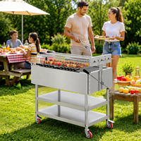 Barbecue de jardin populaire, barbecue au charbon de bois d'extérieur, barbecue commercial sans fumée avec chariot pour hôtels et restaurants