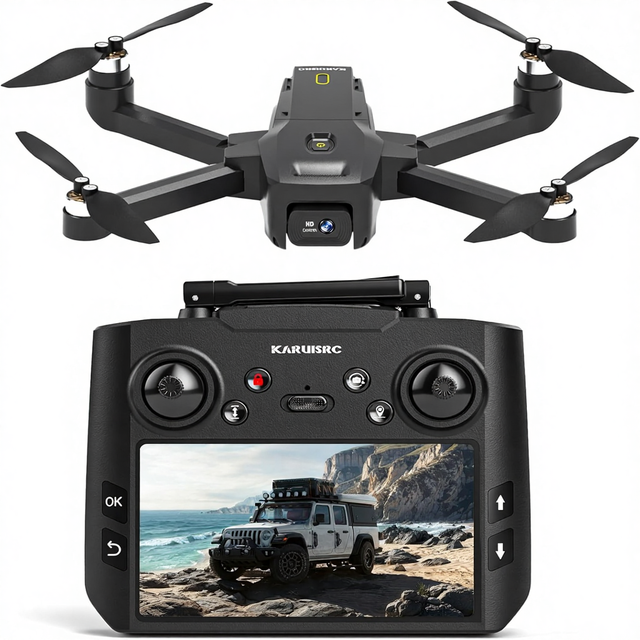 GPS Drone EIS 4K Camera 2MP 4.5"LCD Screen Control Follow Me FPV Real-Time GPS Auto Return Al Track/Orbit Mode RC Quadcopter